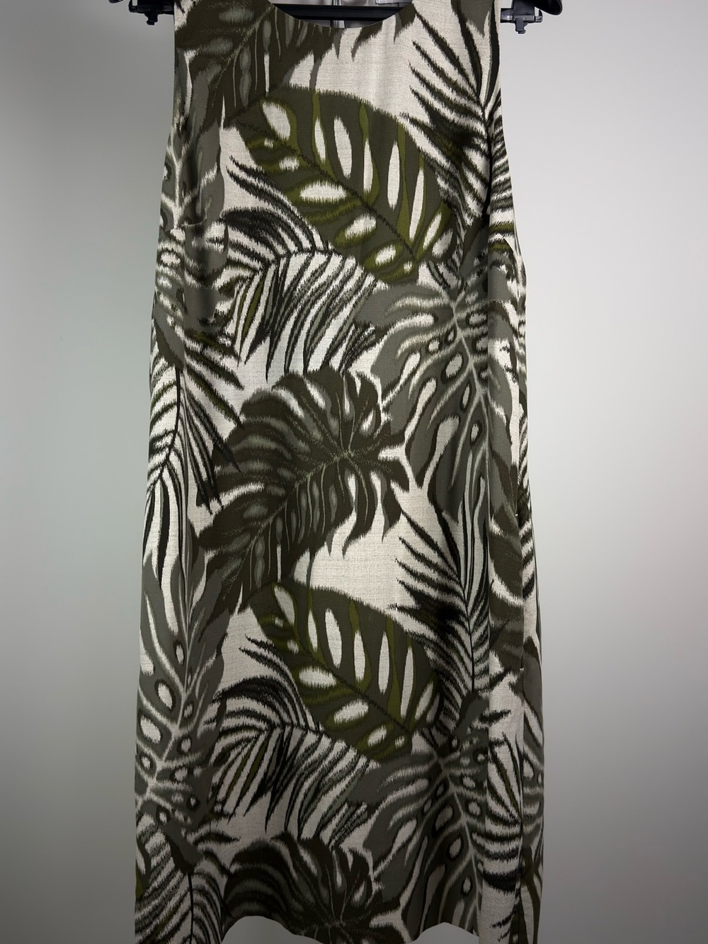 Tommy Bahama Silk Palm Leaf Shift Dress Size M Olive Green Tropical
